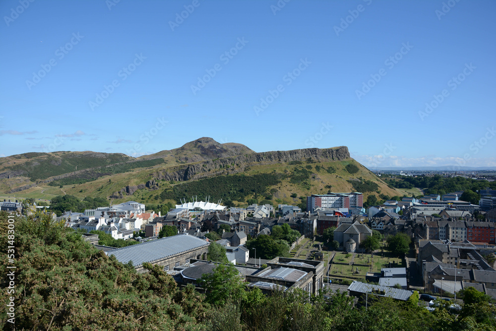 View on the ancient volcano Arthurs seat in Edinburgh,Scotland