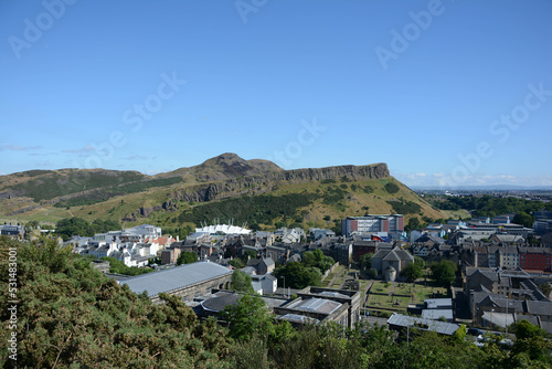 View on the ancient volcano Arthurs seat in Edinburgh,Scotland
