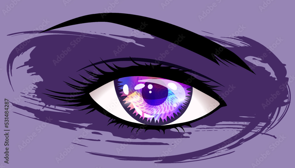 Purple eye anime girl in anime style.