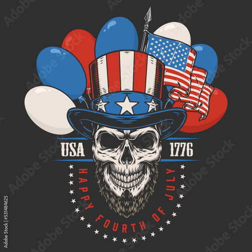 US skull colorful vintage flyer