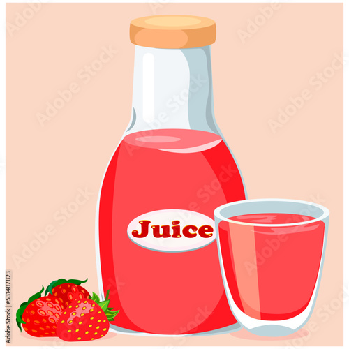 strawberry juice in a glass bottle