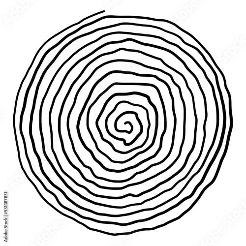 Spiral uneven continuous line vector