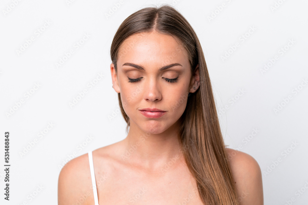 Young caucasian woman isolated on white background . Portrait Young caucasian woman isolated on white background . Portrait
