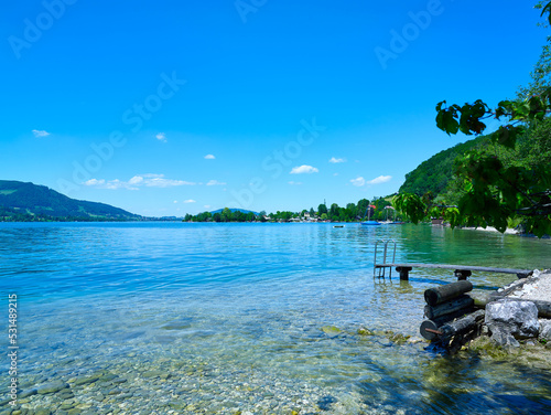 Beautiful Attersee lake landscape in Austrian Alps.