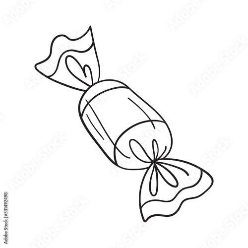 Isolated vector illustration of candy. Cute thin line icon for design, cover etc.	