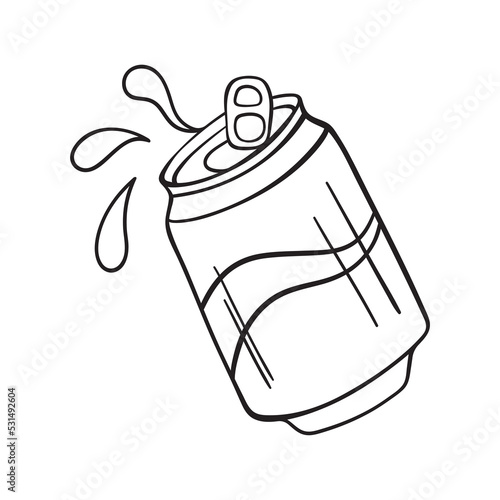 Isolated vector illustration of juice can. Cute thin line icon for design, cover etc.	