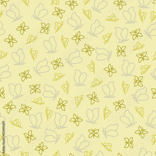 Gold butterflies, seamless pattern background. Perfect for fabric, scrapbooking, quilting, wallpaper projects.