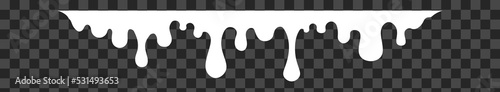 White melt drips, milk yogurt flowing drops. Vector graffiti paint drip blobs