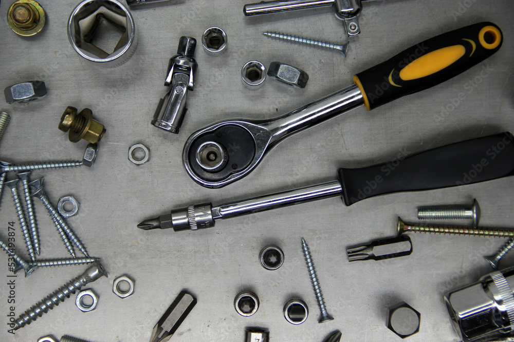 A set of tools and wrenches close-up. Tool for car repair or replacement of car parts, auto parts. A set of tools and wrenches close-up. Tool for car repair or replacement of car parts, auto parts.