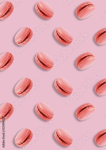 Pink Macaron pattern food background