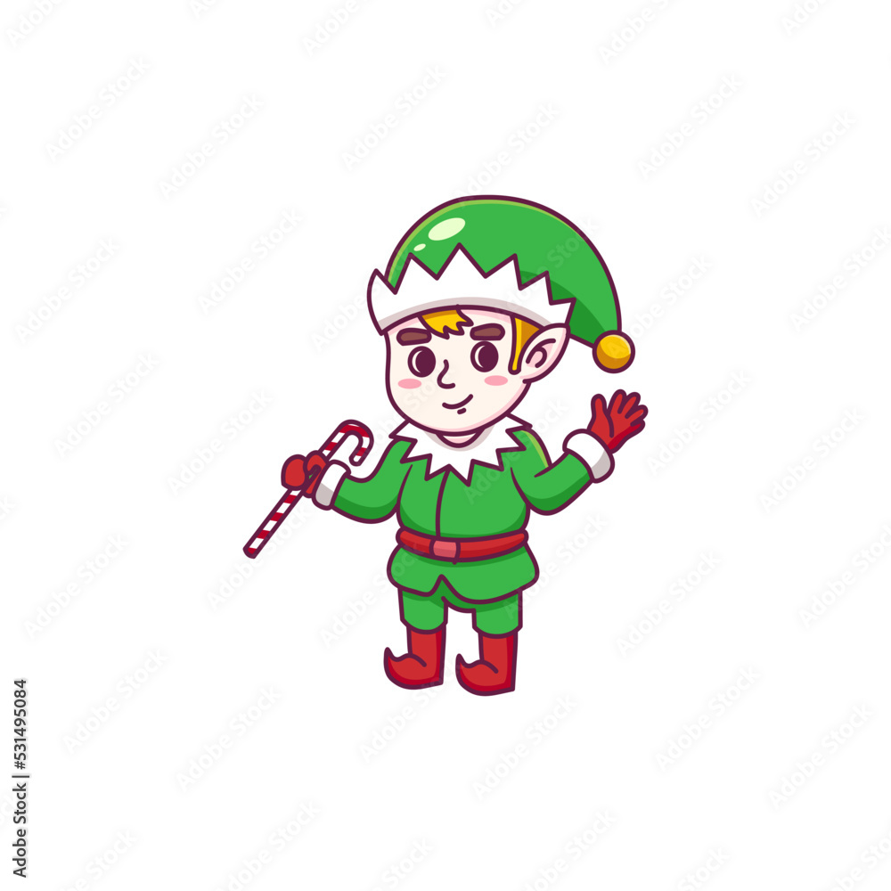 Cartoon Elfs Celebrating Christmas