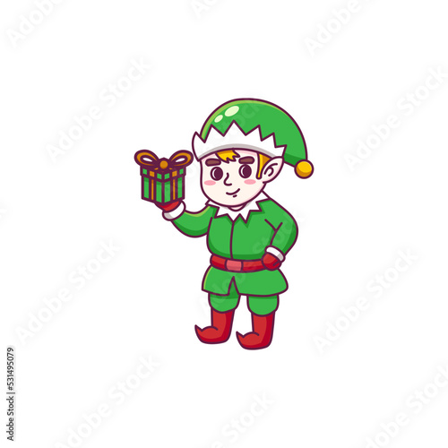 Cartoon Elfs Celebrating Christmas