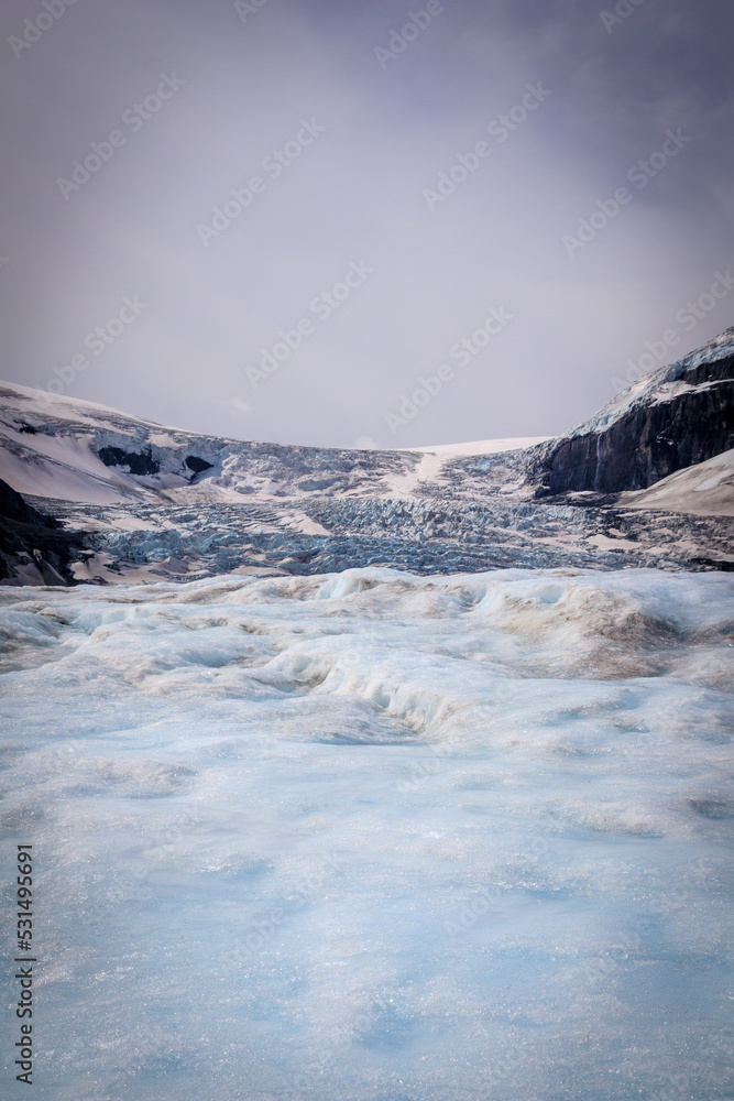 waves on the rocks glacier athabasca