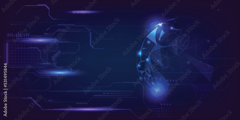 Vector illustration of Digital communication big data and information innovation and technology.Futuristic digital technology concepts.