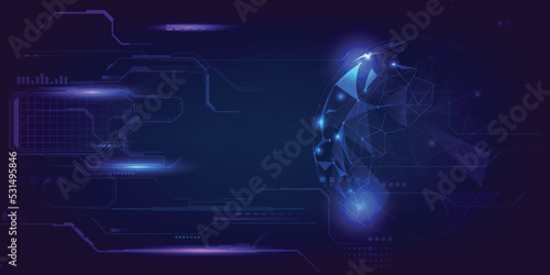 Vector illustration of Digital communication big data and information innovation and technology.Futuristic digital technology concepts.