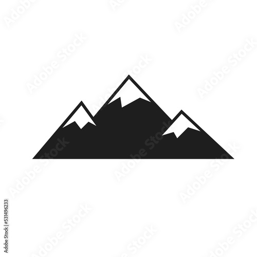 Silhouette of mountains isolated on white. PNG.