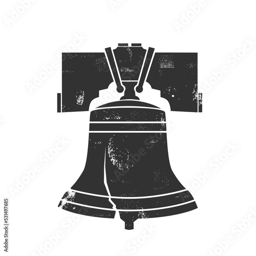 Philadelphia liberty bell with grunge effect. PNG illustration.