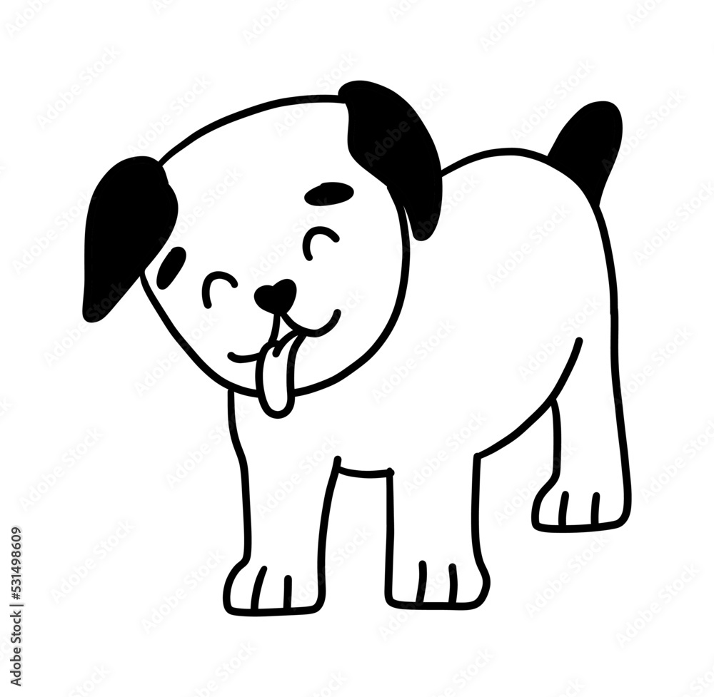 Fototapeta premium Cute handdrawn dog. Funny doodle puppy. Vector cute cartoon illustration