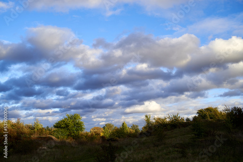 Clouds in blue sky and wild nature