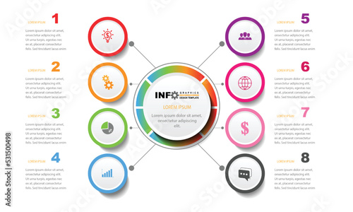 Vector infographic design template with 8 options or steps