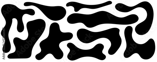 Irregular blob  set of abstract organic shapes. Abstract irregular random blobs. Simple liquid amorphous splodge. Trendy minimal designs for presentations  banners  posters and flyers.