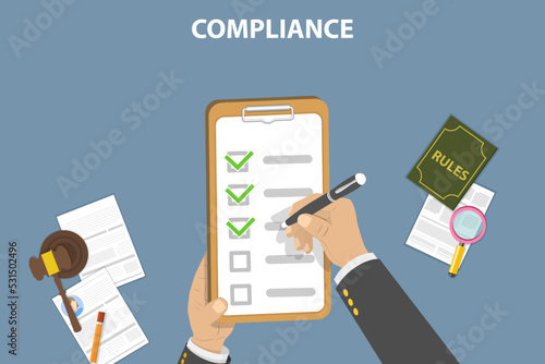 3D Isometric Flat Vector Conceptual Illustration of Compliance, Checklist With Requirements