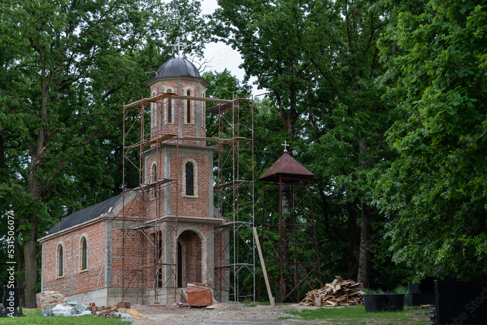 Orthodox church under construction in village of Polje near Derventa, church dedicated Saint Peter and Paul