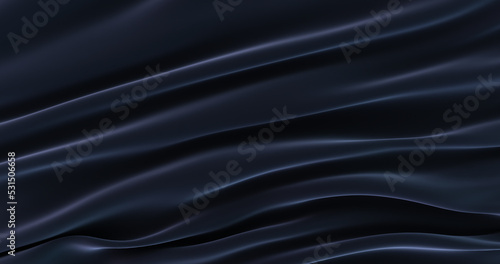 3D render of black fabric as a background, smoth cloth