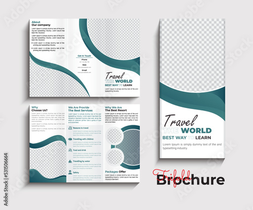 Travel trifold brochure Template design for agency