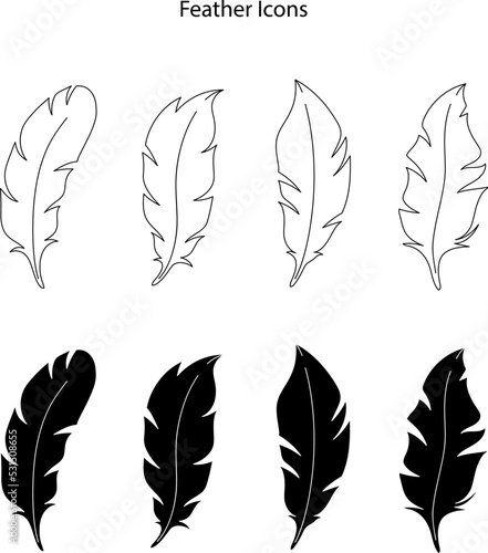 set of feather icon simple style vector image. Feathers vector set in a flat style. 