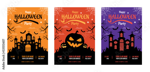 Halloween flyer collection for party invitation