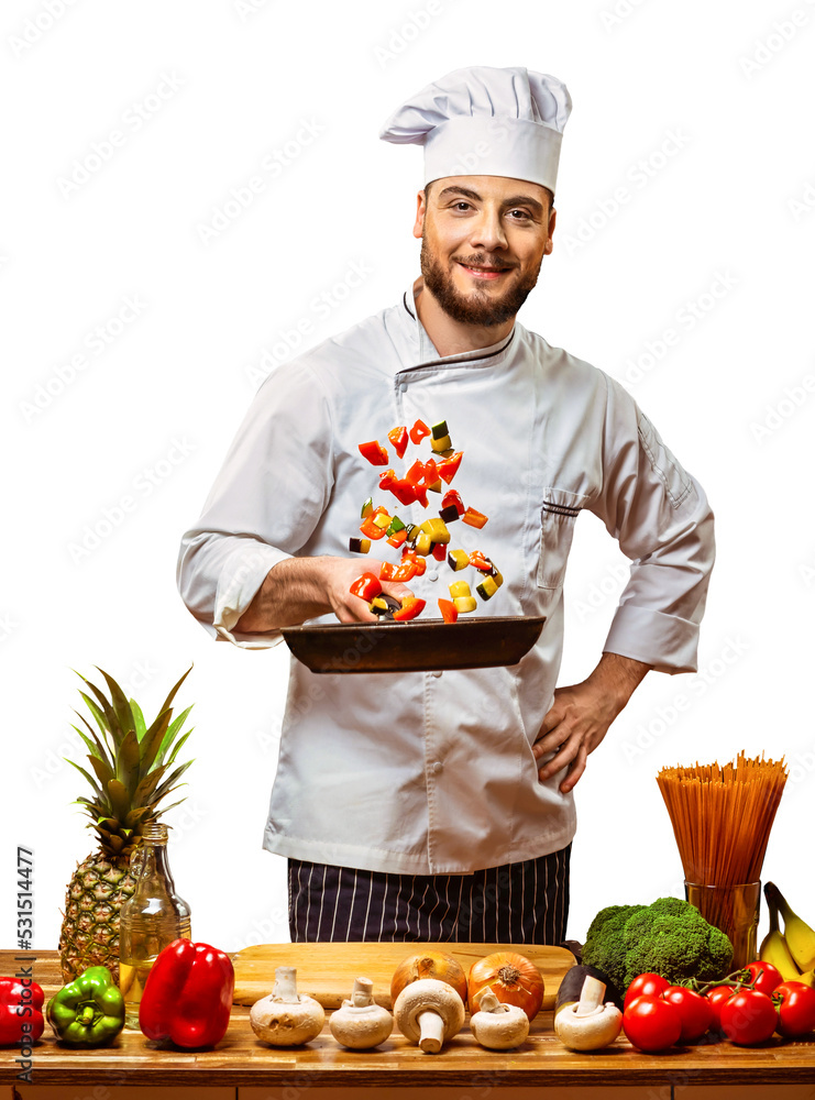 PNG, Cook with frying pan and vegetables