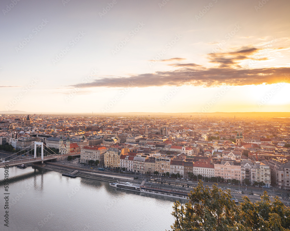 Morning view on the Liberty Bridge in Budapest, Hungary Morning view on the Liberty Bridge in Budapest, Hungary