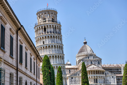 Pisa  Italy - July 24  2022  Architectural details of the leaning tower of Pisa 