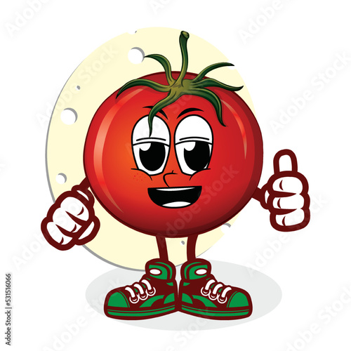 tomato cute characters with kawaii faces cartoon illustration, doodle character.