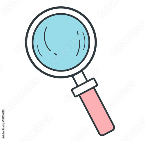 Magnifying glass lens zoom explore isolated concept. Vector graphic design element illustration