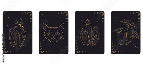 Tarot magic esoteric spell astrology cards isolated concept set. Vector graphic design element illustration