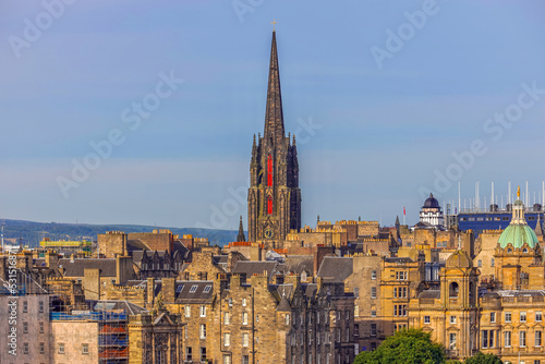 The view of  roof of Tolbooth Kirk Church and other historic building in centre of Edinburgh  Scotland.