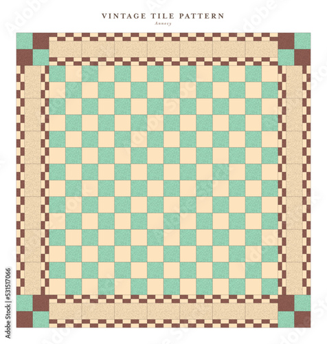 Motif de carrelage ancien à la française. Motif vintage pour design. Faïence rétro traditionnelle. Mosaïque géométrique. Fond décoratif vectoriel.