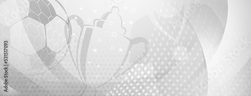 Abstract background on a football theme with big ball and other soccer symbols in gray colors