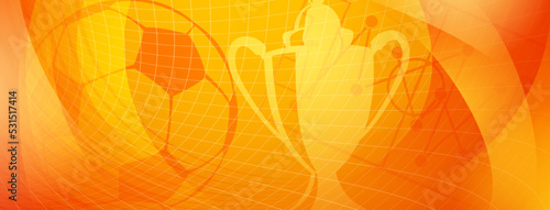 Abstract background on a football theme with big ball and other soccer symbols in national colors of Spain