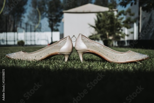 Shoes with ring prenuptial wedding photoshoot photo