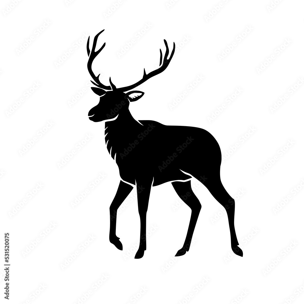 Fototapeta premium Black deer illustration. PNG.