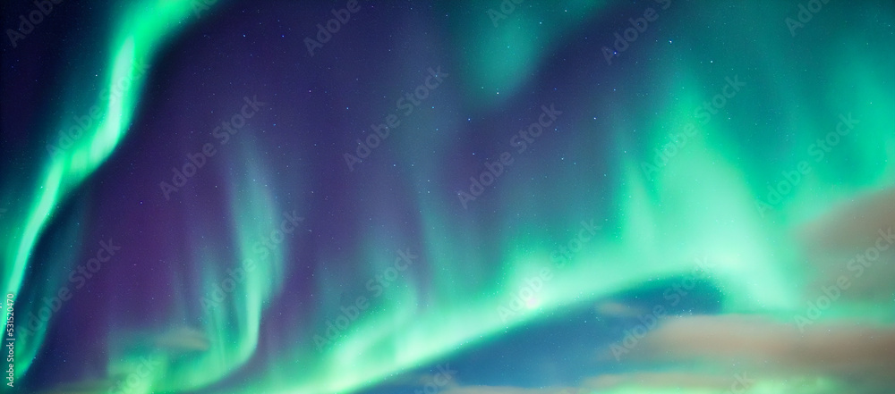 Northern Lights. Aurora borealis with starry in the night sky. Gaming RPG background and texture. Game asset 
