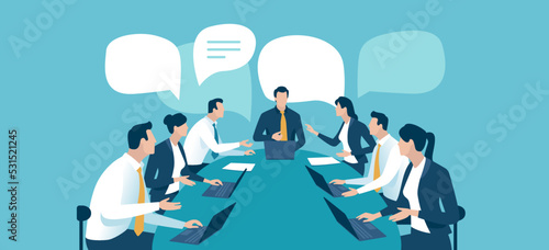 Business meeting. Teamwork and communication concept. Vector illustration.