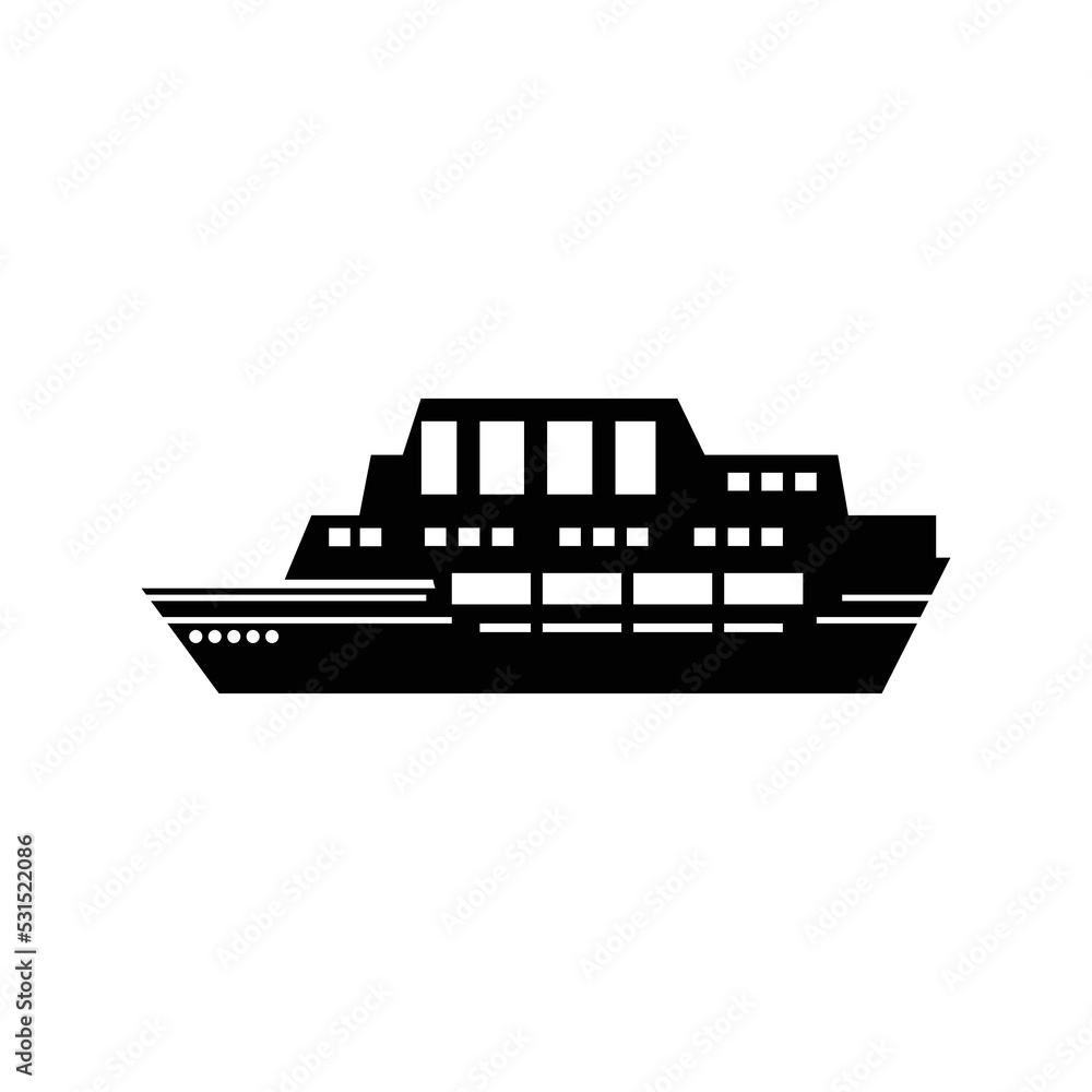 Travel sea cruise ship icon | Black Vector illustration |
