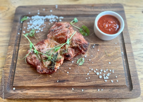 chops and vegetables