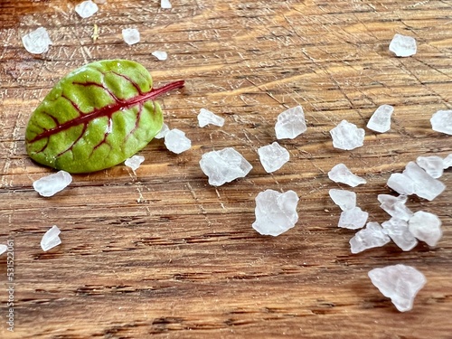 leaves on a wooden background