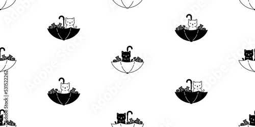 cat seamless pattern kitten umbrella fishing fish calico vector pet scarf isolated repeat background cartoon animal tile wallpaper gift wrapping paper illustration doodle design