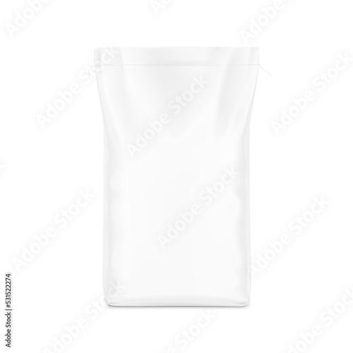 Heavy vertical bag with flat bottom mockup. Front view. Vector illustration isolated on white background. Easy to use for presentation your product. EPS10	